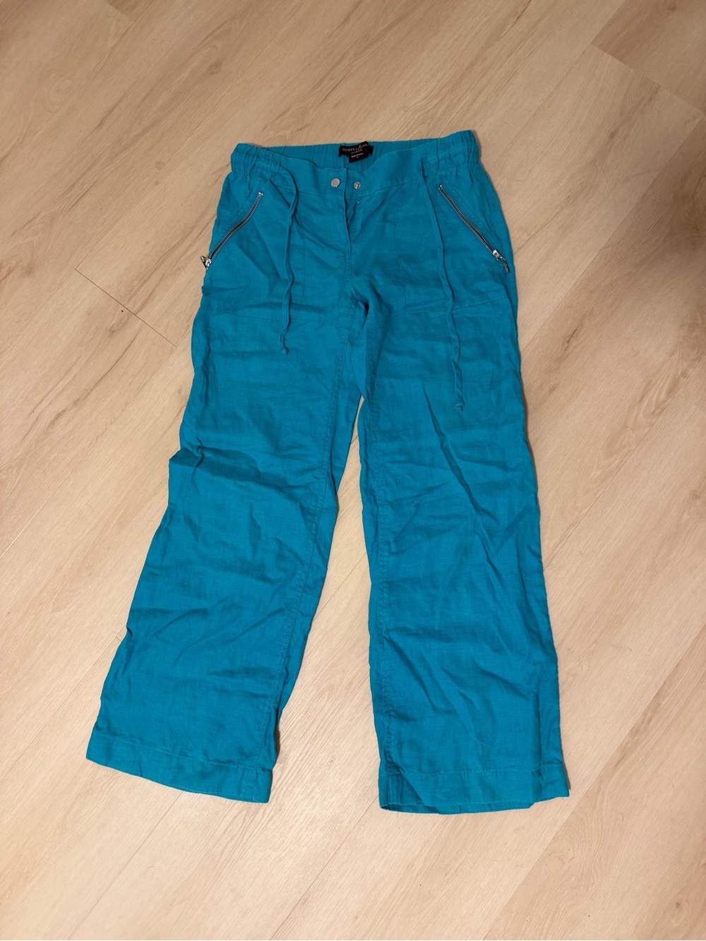 Guess by Marciano Teal Wide-Leg Drawstring Chinos
